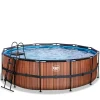 Exit - Piscina Wood efecto madera diámetro 450 x 122 cm con filtro de arena