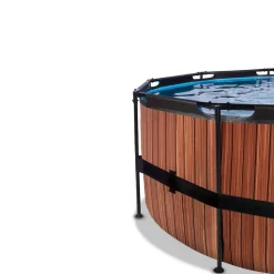Exit - Piscina Wood efecto madera diámetro 450 x 122 cm con filtro de arena