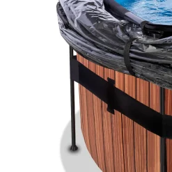 Exit - Piscina Wood efecto madera diámetro 450 x 122 cm con filtro de arena y cúpula