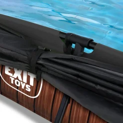 Exit - Piscina Wood efecto madera 220 x 150 x 65 cm con filtro y toldo negro