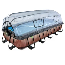 Exit - Piscina Wood efecto madera 540 x 250 x 100 cm con filtro de arena y cúpula