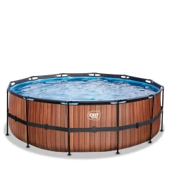 Exit - Piscina Wood efecto madera diámetro 427 x 122 cm con filtro de cartucho