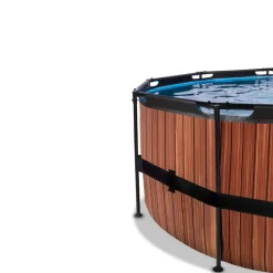 Exit - Piscina Wood efecto madera diámetro 427 x 122 cm con filtro de cartucho