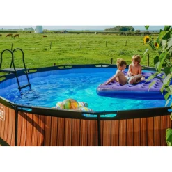 Exit - Piscina Wood efecto madera diámetro 427 x 122 cm con filtro de cartucho