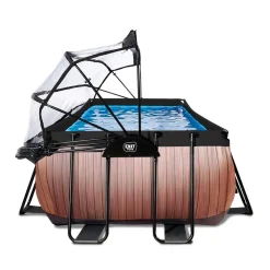 Exit - Piscina Wood efecto madera 540 x 250 x 122 cm con filtro de arena y cúpula