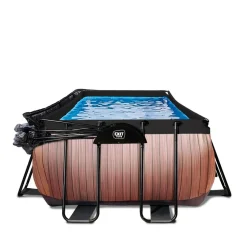 Exit - Piscina Wood efecto madera 540 x 250 x 122 cm con filtro de arena y cúpula