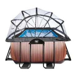 Exit - Piscina Wood efecto madera 400 x 200 x 100 cm con filtro de arena y cúpula