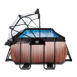 Exit - Piscina Wood efecto madera 400 x 200 x 100 cm con filtro de arena y cúpula