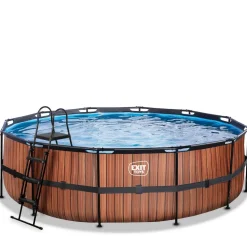 Exit - Piscina Wood efecto madera diámetro 488 x 122 cm con filtro de arena