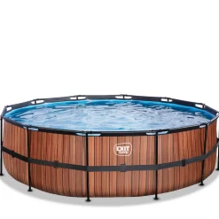 Exit - Piscina Wood efecto madera diámetro 488 x 122 cm con filtro de arena