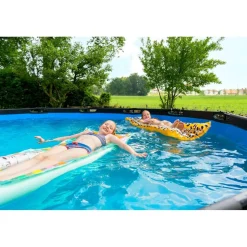 Exit - Piscina Wood efecto madera diámetro 488 x 122 cm con filtro de cartucho