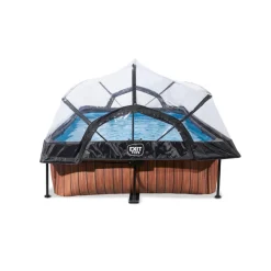 EXIT - Piscina Wood rectangular con cúpula y bomba de filtro 300 x 200 x 65 cm