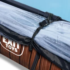 EXIT - Piscina Wood rectangular con cúpula y bomba de filtro 300 x 200 x 65 cm