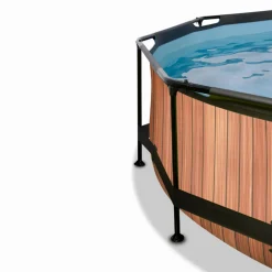 EXIT - Piscina Wood redonda 244 cm con cúpula y bomba de filtro