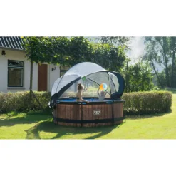 EXIT - Piscina Wood redonda 244 cm con cúpula y bomba de filtro