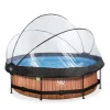 EXIT - Piscina Wood redonda 300 cm con cúpula y bomba de filtro