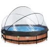EXIT - Piscina Wood redonda 360 cm con cúpula y bomba de filtro