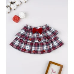 Falda niña tartán con lazo de terciopelo