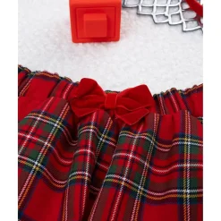 Falda tartán de niña con lazo y lentejuelas