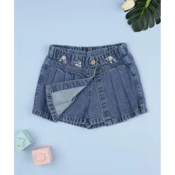 Falda-pantalón denim niña con flores