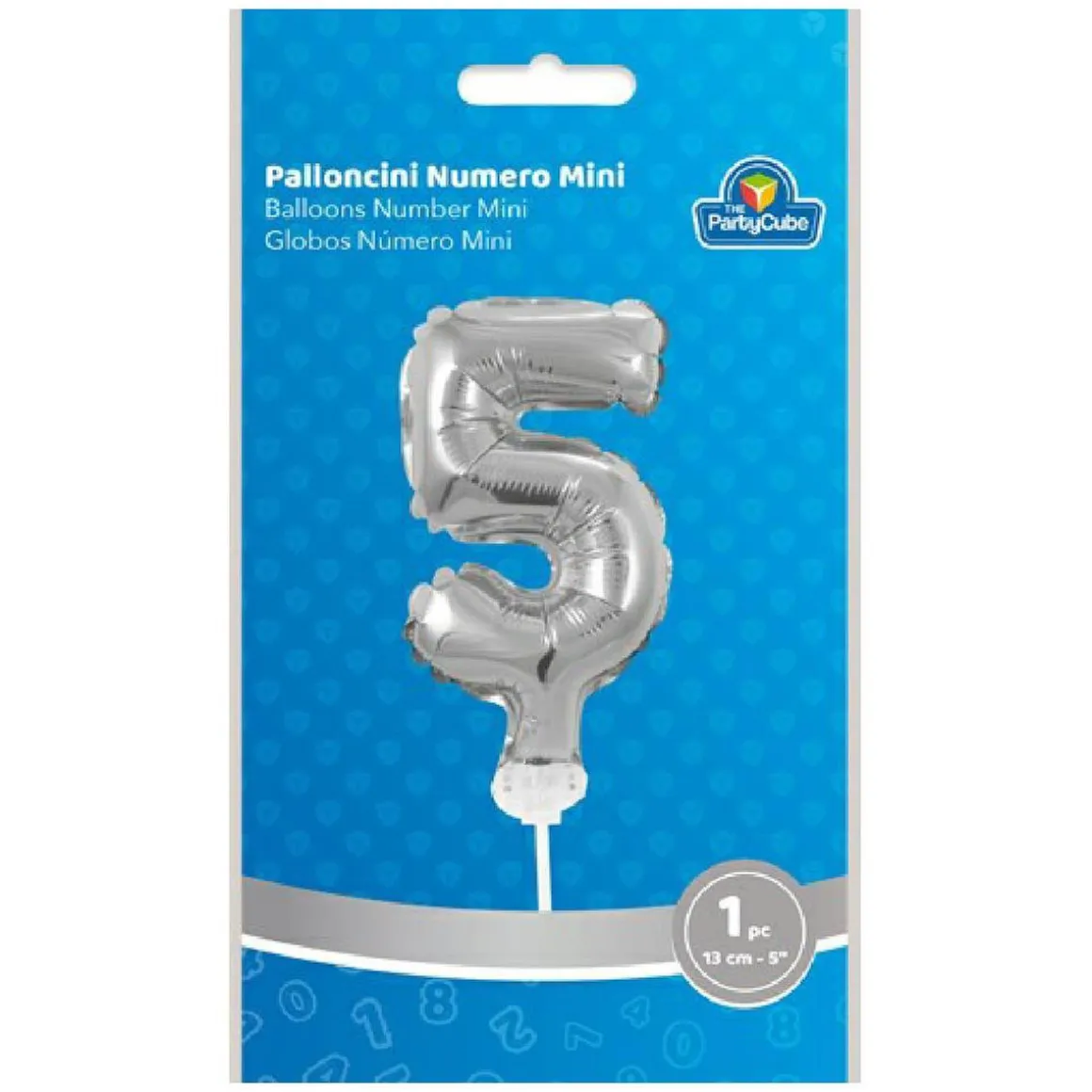 Globo aluminio plateado número 5