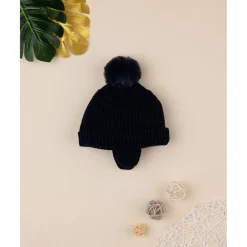 Gorro de lana con pompón de pelo