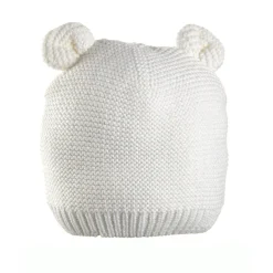 Gorro de punto blanco con orejas