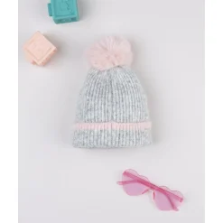Gorro de punto con pompón Minnie para niña