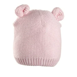 Gorro de punto rosa con orejas
