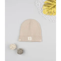 Gorro niña beige de canalé con Minnie
