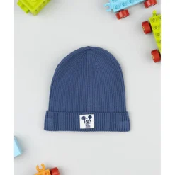Gorro niño azul de canalé con Mickey