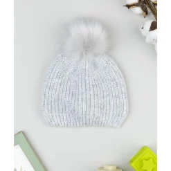Gorro pompon niña gris con lurex