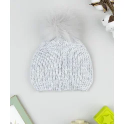 Gorro pompon niña gris con lurex