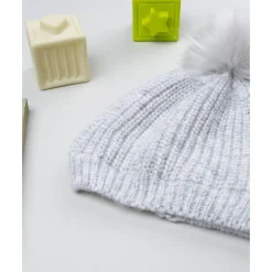 Gorro pompon niña gris con lurex