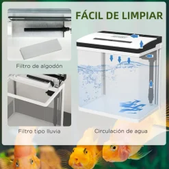 Homcom - Acuario 13L con filtro e iluminación