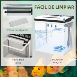 Homcom - Acuario 28L con filtro e iluminación