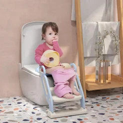 Homcom - Adaptador WC plegable Azul y Blanco