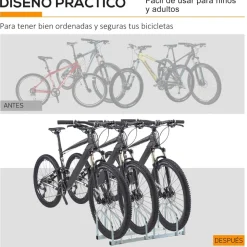 Homcom - Aparcamiento para 3 bicicletas Plata
