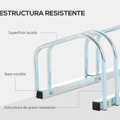 Homcom - Aparcamiento para 3 bicicletas Plata