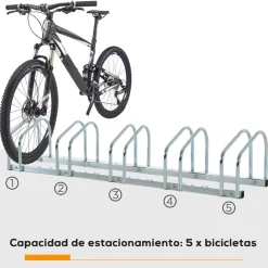 Homcom - Aparcamiento para 5 bicicletas Plata