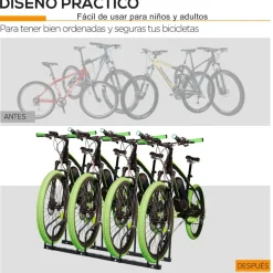 Homcom - Aparcamiento para 4 bicicletas Negro