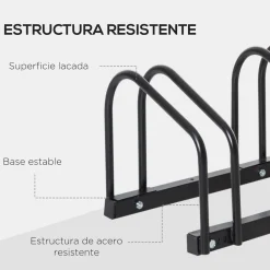 Homcom - Aparcamiento para 4 bicicletas Negro