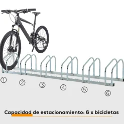 Homcom - Aparcamiento para 6 bicicletas Plata
