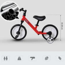 Homcom - Bicicleta de Equilibrio con Pedales Roja HomCom