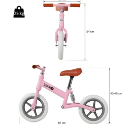 Homcom - Bicicleta de Equilibrio Sin Pedales Rosa HomCom