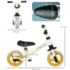 Homcom - Bicicleta Equilibrio ajustable Blanco