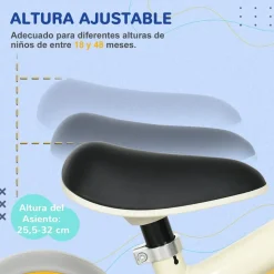 Homcom - Bicicleta Equilibrio ajustable Blanco