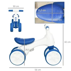 Homcom - Bicicleta sin pedales blanco-azul