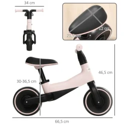 Homcom - Bicicleta sin pedales rosa