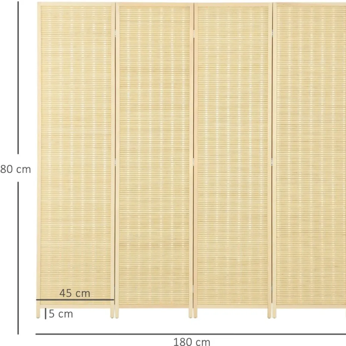 Homcom - Biombo de bambú 4 paneles